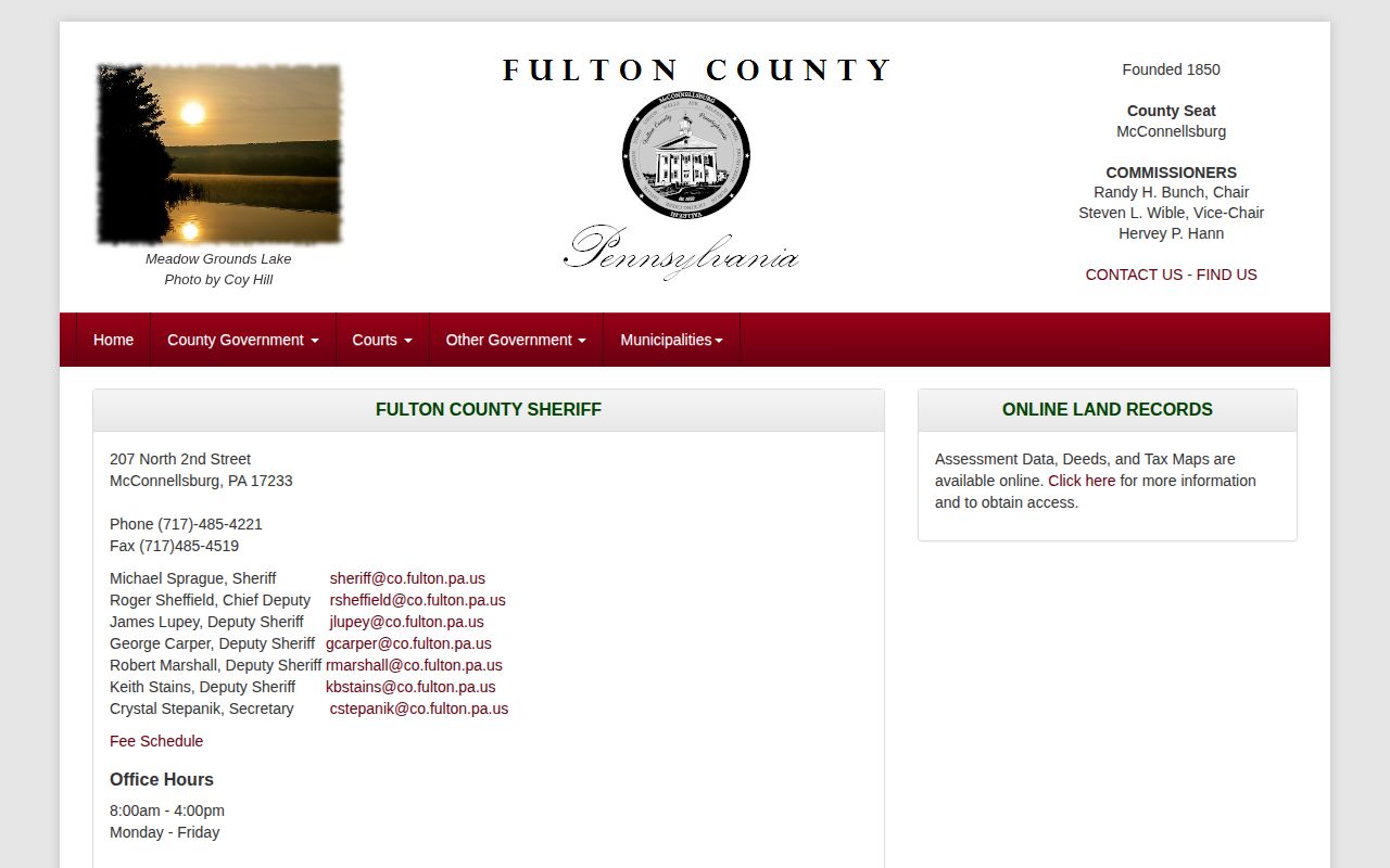 Fulton County Sheriff's Office official contact page for booking-record routing