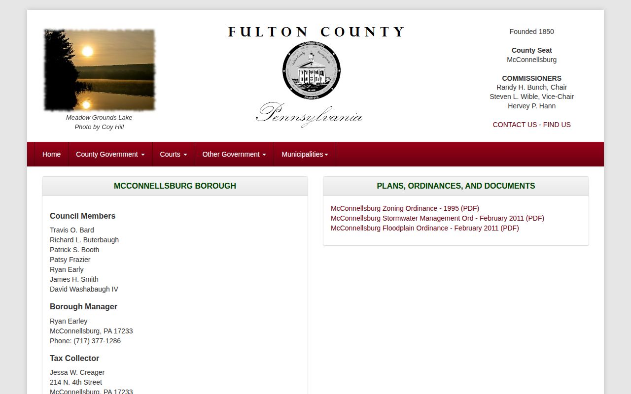 McConnellsburg Borough public-record source for arrest and booking-route context